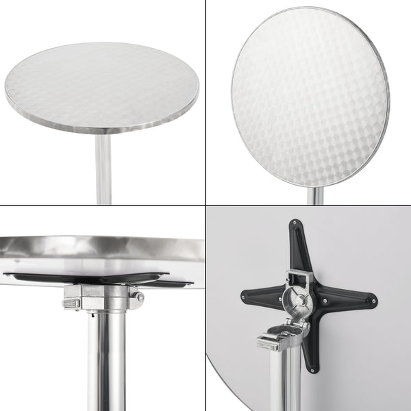 [en.casa] Bartafel Avesta tuintafel opvouwbaar rond Ø60 cm zilverkleurig