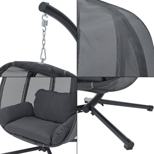 [en.casa] Hangstoel Abegondo met standaard en kussens donkergrijs