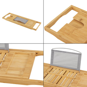 Plateau de baignoire Orivesi avec porte-livre et porte-verre en bambou [en.casa]