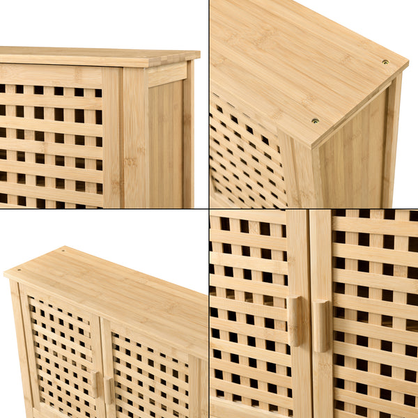 [en.casa] Badkamerkast Borlänge bamboe 66x62x20 cm met handdoekhouder