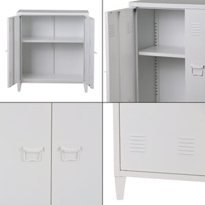 Casier de bureau métallique Oripää à 2 portes 90 x 80 x 33 cm blanc [en.casa]