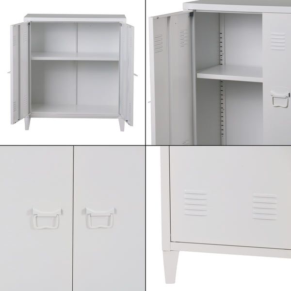 Casier de bureau métallique Oripää à 2 portes 90 x 80 x 33 cm blanc [en.casa]