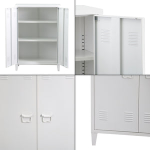 Casier de bureau métallique Oripää à 2 portes 110 x 75 x 33 cm blanc [en.casa]