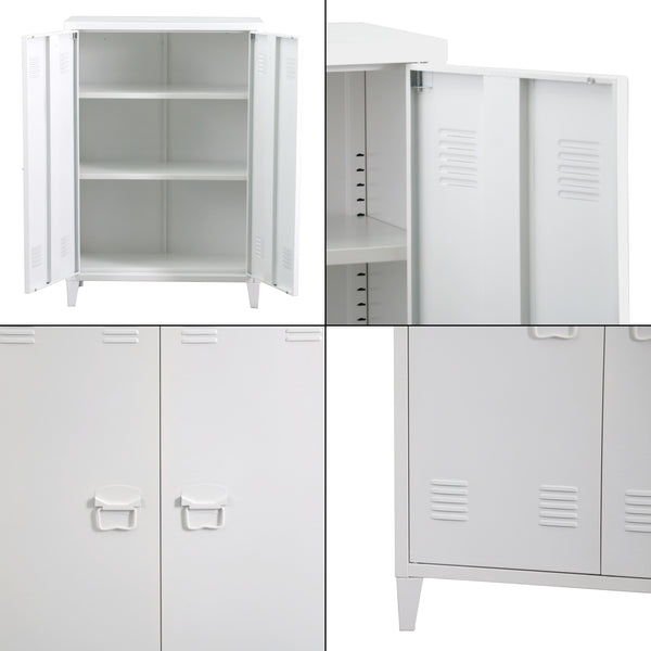 Casier de bureau métallique Oripää à 2 portes 110 x 75 x 33 cm blanc [en.casa]