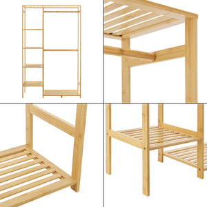 [en.casa] Bamboe kledingrek Eurajoki met planken 90x30x145 cm