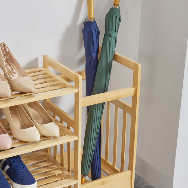 [en.casa] Bamboe schoenenkast Eckerö voor 8 paar schoenen