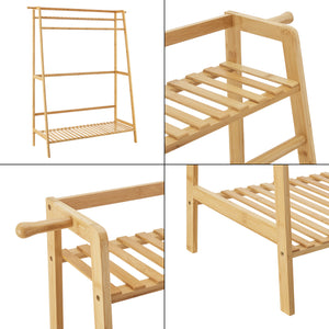 [en.casa] Bamboe kledingrek Föglö met kapstok 100x40x139 cm