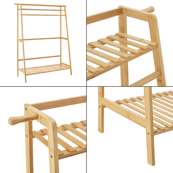 [en.casa] Bamboe kledingrek Föglö met kapstok 100x40x139 cm