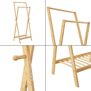 [en.casa] Bamboe kledingrek Keitele met kapstok 60x42x150 cm