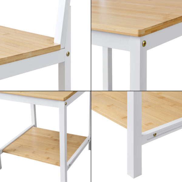 [en.casa] Dressboy Juuka bamboe 133x40x42 cm wit en houtkleurig