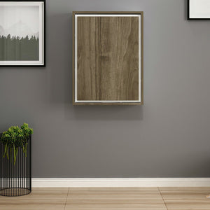 Bureau mural Greve rabattable avec étagère intégrée 82 x 62 x 16 cm blanc / effet noyer [en.casa]