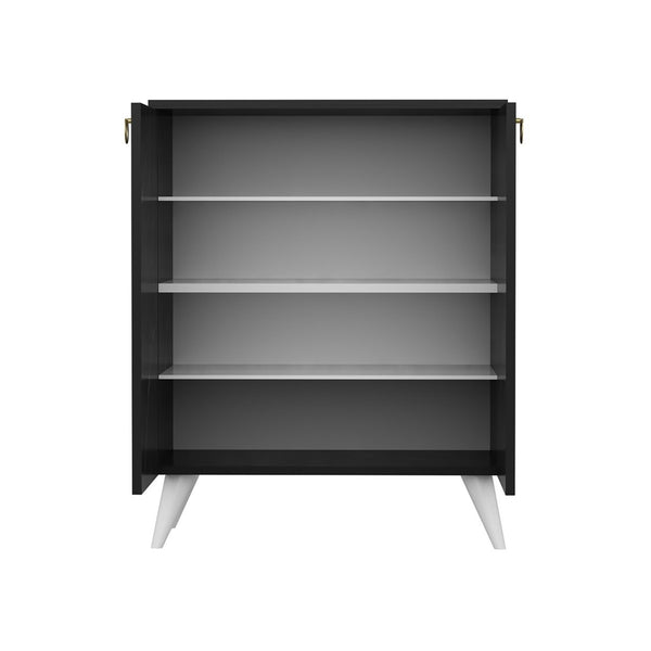 [en.casa] Schoenenkast Gjern 91x72x37 cm marmer zwart