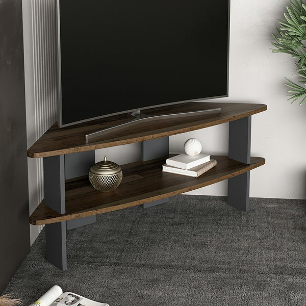 Meuble TV Fredensborg 45 x 116 x 40 cm effet bois ancien / anthracite [en.casa]