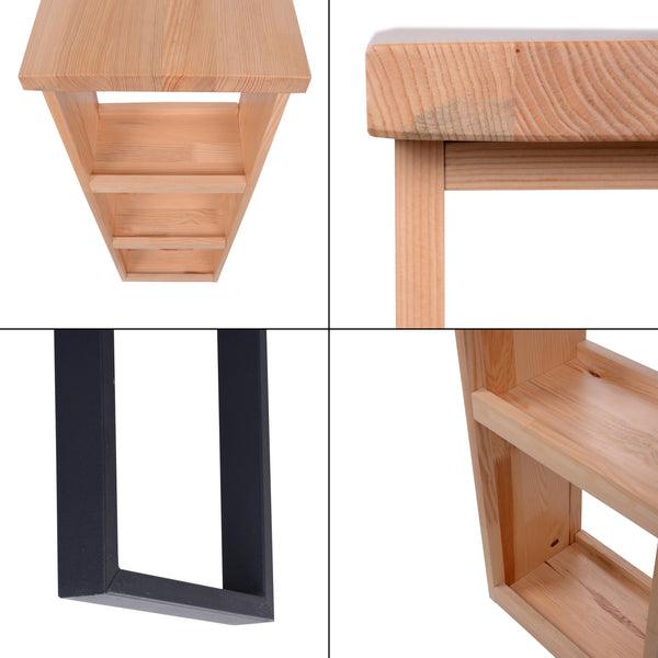[en.casa] Bartafel Nørager met plank 89,5x90x29 cm houtkleurig en zwart