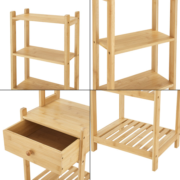[en.casa] Staand rek Siilinjärvi bamboe 163x33x28 cm houtkleurig
