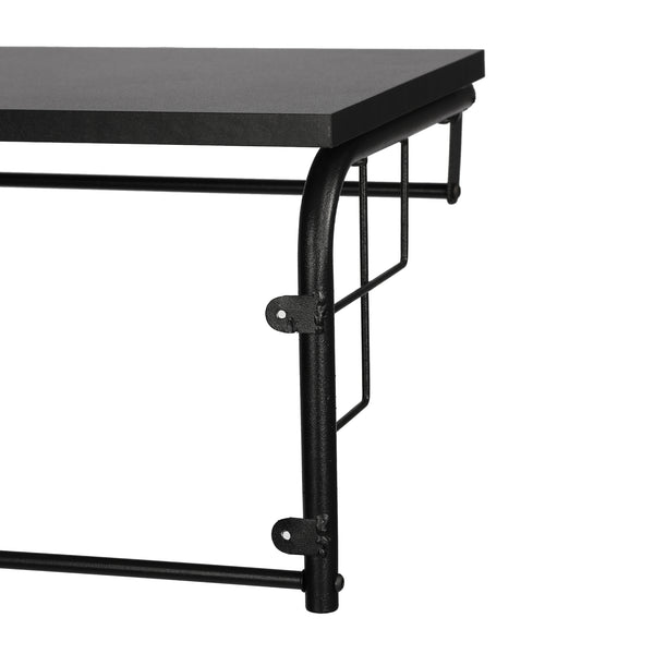 [en.casa] Wandkapstok Ølstykke met plank 110x30x27 cm zwart
