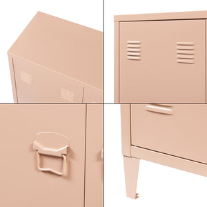 Casier de bureau métallique Oripää à 2 portes 90 x 80 x 33 cm marron clair mat [en.casa]