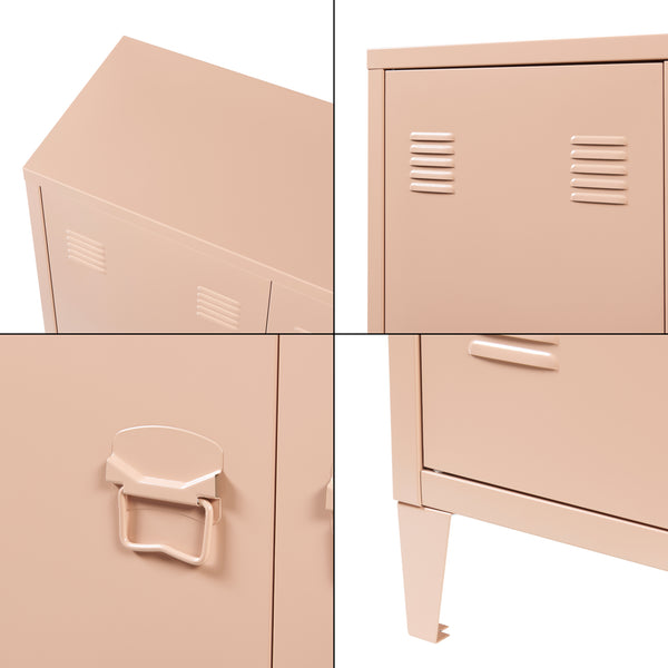 Casier de bureau métallique Oripää à 2 portes 90 x 80 x 33 cm marron clair mat [en.casa]