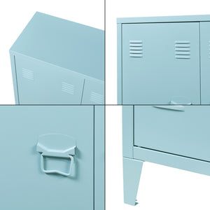 Casier de bureau métallique Oripää à 2 portes 90 x 80 x 33 cm gris-bleu [en.casa]