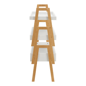 Lot de 3 étagères empilables Hitra bambou 85 x 65 x 30 cm naturel blanc [en.casa]