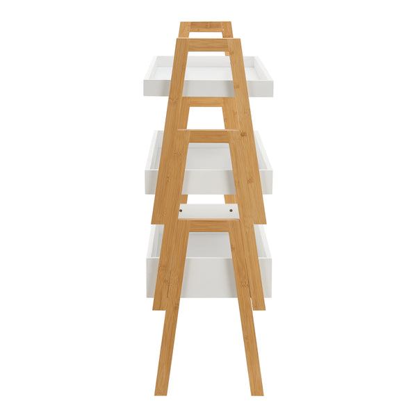 Lot de 3 étagères empilables Hitra bambou 85 x 65 x 30 cm naturel blanc [en.casa]