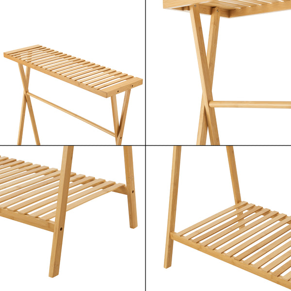 [en.casa] Bamboe kledingrek Horten 140x90x45 cm houtkleurig