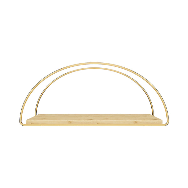 [en.casa] Wandplank Mynämäki 39x16x17 cm goudkleurig en naturel