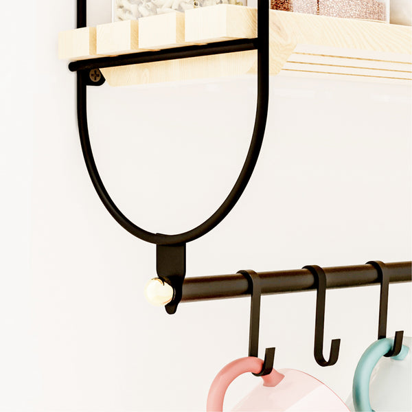 [en.casa] Wandrek Pielavesi met 2 planken 47x40x16 cm zwart en naturel