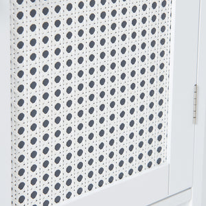 Armoire murale de salle de bain Karlsøy avec miroir MDF PVC effet rotin 50 x 60 x 15 cm blanc [en.casa]