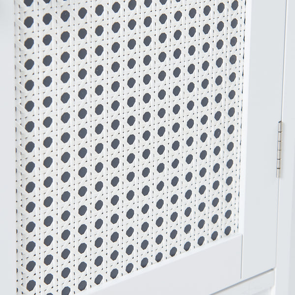 Armoire murale de salle de bain Karlsøy avec miroir MDF PVC effet rotin 50 x 60 x 15 cm blanc [en.casa]