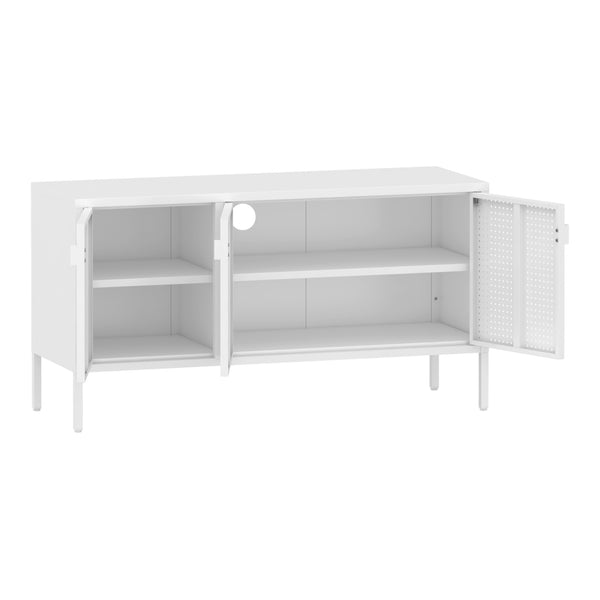 Meuble TV Castelli acier 114 x 40 x 60 cm blanc [en.casa]