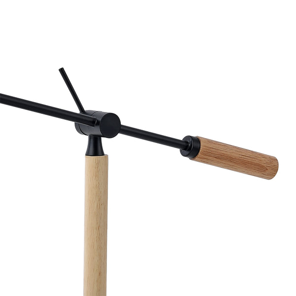 Lampe de table Watford E27 métal bois 67 x 38 x 18 cm noir naturel lux.pro