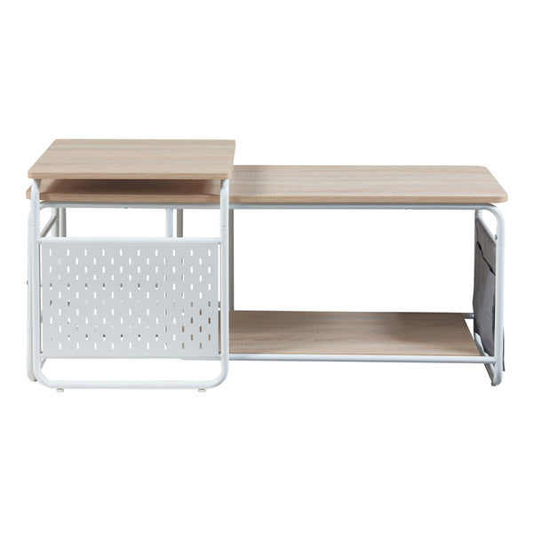 Ensemble de meuble TV et table d'appoint gigognes Dyrøy blanc effet chêne gris [en.casa]