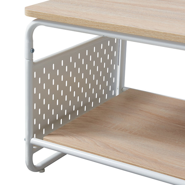 Table basse Dyrøy 100 x 50 x 43 cm blanc effet chêne gris [en.casa]