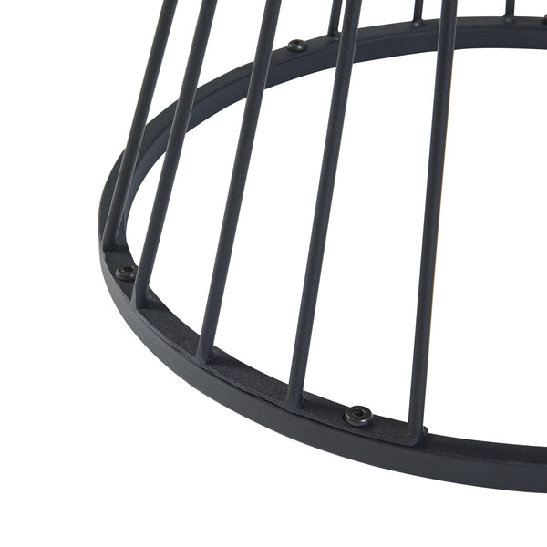 Table d'appoint Fossbergom avec plateau rond et étagère métal MDF 62 x 40 cm noir effet chêne [en.casa]