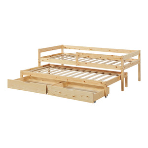 Kinderbed Sonkajärvi met onderschuifbed 90x200 cm naturel [en.casa]