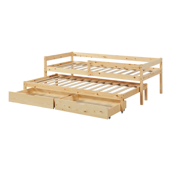 Kinderbed Sonkajärvi met onderschuifbed 90x200 cm naturel [en.casa]
