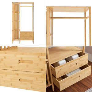 Kledingkast Varanger bamboe open kast 185x100x45 cm naturel [en.casa]