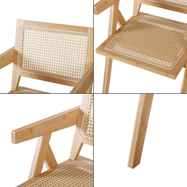 Chaise de salle à manger Asikkala bambou rotin 79 x 50 x 50 cm naturel [en.casa]