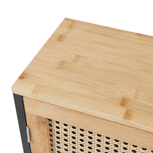 Badkamerkast Tervola zwevend 60x60x20 cm zwart naturel en rotan look [en.casa]
