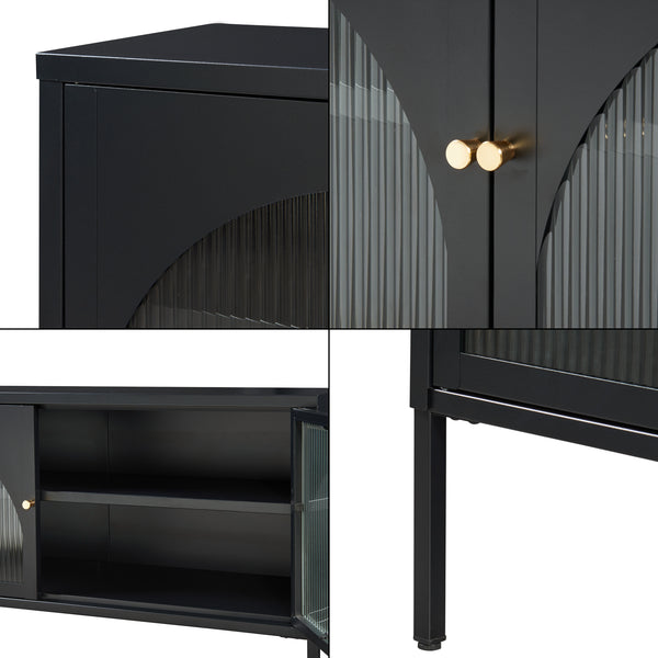 TV meubel Karlskrona 115x35x64 cm zwart mat [en.casa]