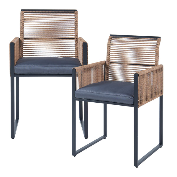 Tuinset Accadia 3-delig glazen tafel met 2 stoelen zwart bruin en grijs casa.pro