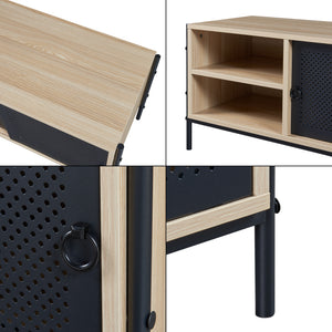 TV meubel Tysnes 120x40x45 cm eikenkleurig en zwart [en.casa]