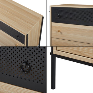 Commode Tysnes dressoir 80x80x40 cm eikenkleurig en zwart [en.casa]