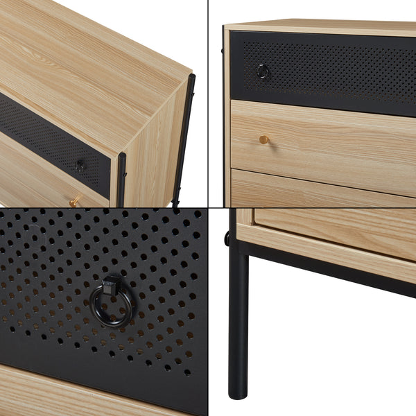 Commode Tysnes dressoir 80x80x40 cm eikenkleurig en zwart [en.casa]