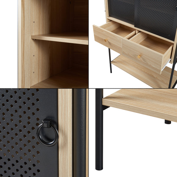 Houten kast Tysnes 140x80x40 cm eikenkleurig en zwart [en.casa]