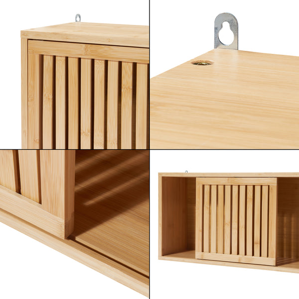 Badkamerkast Ypäjä voor wandmontage 93x20x33 cm bamboe naturel [en.casa]