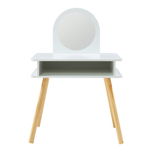 Kaptafel Ovanåker met krukje en spiegel voor kinderen naturel en wit [en.casa]