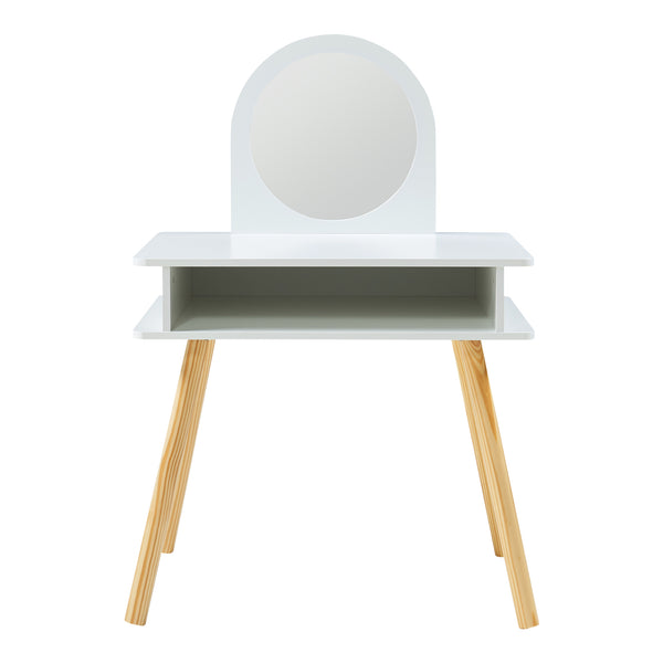 Kaptafel Ovanåker met krukje en spiegel voor kinderen naturel en wit [en.casa]