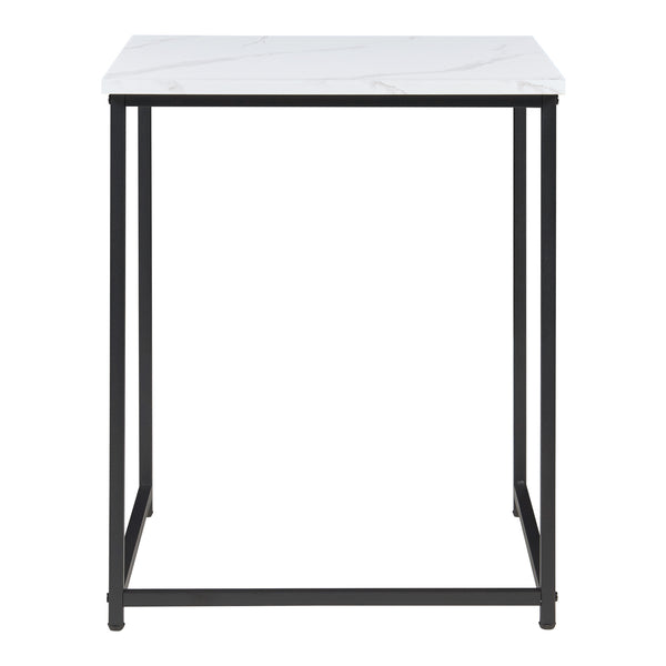 Bijzettafel Trollhättan set van 3 zwart en marmer wit [en.casa]